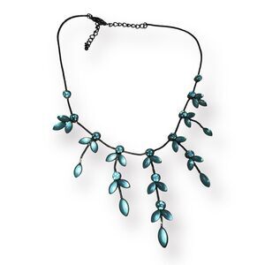 Teal‎ Rhinestone Cottage Core Necklace Fairy Core Design